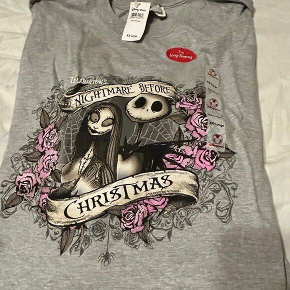 NWT Vintage Disney Store Nightmare Before Christmas Jack and Sally Longsleeve - Picture 1 of 4